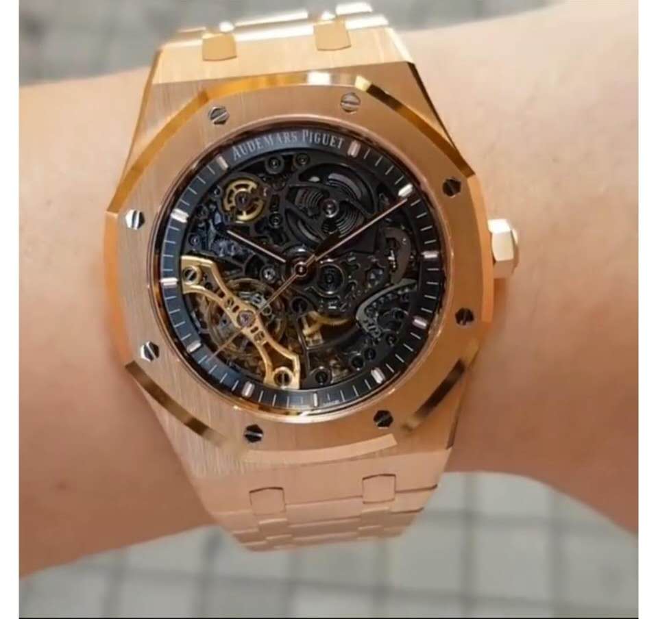  오데*** 로얄오크 15407OR.OO.1220OR.01 스켈레톤 다이얼 브레이슬릿 오토매틱 무브먼트 - Royal Oak Skeleton Dial High Quility Bracelet Automatic Movement