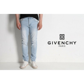 GIVENCHY 지** 스타 레더패치 연청 슬림진