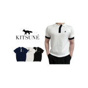 Maison Kitsune  메종키츠네 폭스 배색 반팔 카라 니트 (수입국내배송)