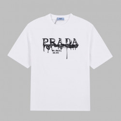 prada 프** 로고 자수 티셔츠