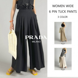  프** 6 pin tuck wide pants